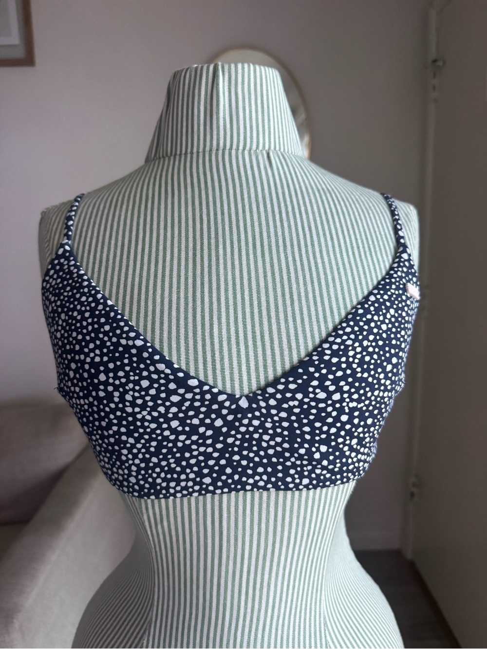 Roxy Navy & White Speckled Tie Back Bikini Top M